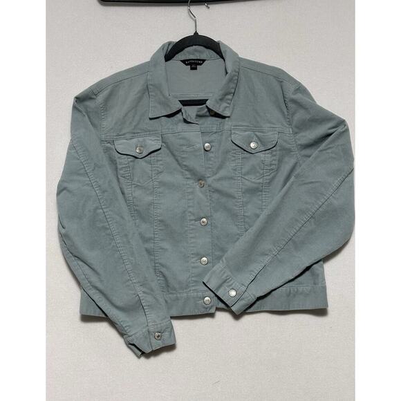 Lands' End Women's Corduroy Green Color Jacket Size 18-20 XL With Chest Pockets - Picture 1 of 10
